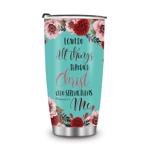 WIRESTER 20 OZ Stainless Steel Tumbler With Lid, Double Wall Vacuum Insulated Tumbler, Coffee Travel Mug Cup for Hot Cold Drinks - Christian Bible Verses Philippians 4:13 - color: Christian Bible Verses Philippians 4:13