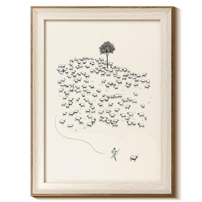InSimSea Framed Christian Wall Art Jesus and The Lost Sheep Art 12x16 In - color: The Lost Sheep, size: 12"L x 16"W