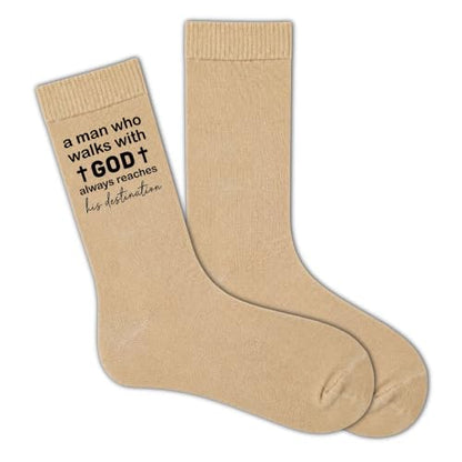 Christian Socks for Men Biblical Gifts for Dads Grandpa Husband - color: Beige