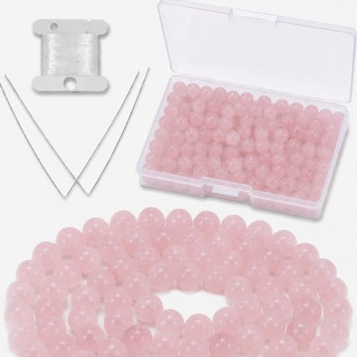 Cherry Tree Collection 100PCS 6mm Rose Quartz Round Bead Craft Kit - color: rose quartz, size: 6mm