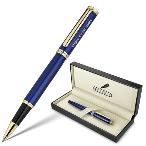BEILUNER Blue Personalized Pen,Stunning Luxury Lacquer With 24K Gold,Schneider Ink Refills,Multiple Fonts To Custom Rollerball,Gift Pen For Men & Women,Executive,Graduation,Christmas,Nice Fancy Pens - color: Blue with Gold (Personalized)