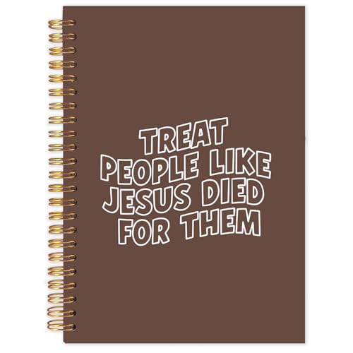 Christian Spiral Journal Notebook 5.5x8.3in, Bible Scripture Journal for Woman, Christian Gifts for Women, Treat People Like Jesus Religious Notebooks for Note Taking, Hardcover Notebook - color: Brown