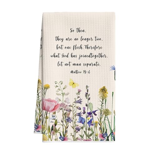Christian Floral Kitchen Towels, Retro Wildflowers Dish Towel for Kitchen Bathroom, Vintage Bible Verse Decorative Hand Towels, Religious Fast Drying Tea Towel, Spring Gifts Home Decor-S07 - color: Christian Wildflowers