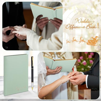Engrowtic Wedding Officiant Book with Pen 5.25x8.25,Light Green,Classic - color: Light Green, style: Classic