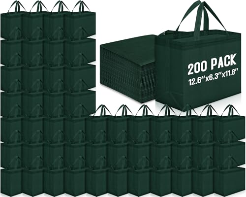 Windyun Reusable Grocery Bags Non Woven with Handles - color: Dark Green
