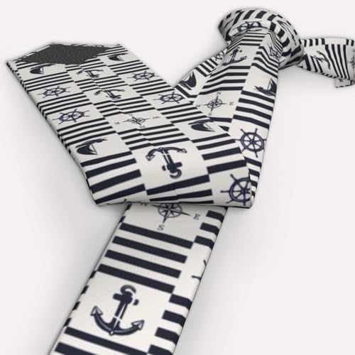 Men's Neckties, Novelty Printed Skinny Tie for Work Casual Party - color: Anchor