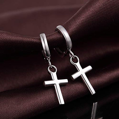 Han han 925 Sterling Silver Cross Earrings for Women and Men - style: E-Small cross earrings silver