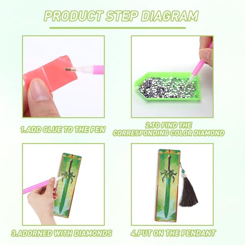 Dragon Sword Diamond Art Bookmarks, Diamond Painting Book Marks for Adults - style: Dragon 02