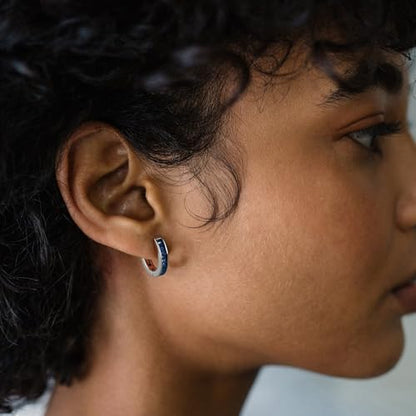 14K Gold Huggie Earrings for Women Silver Huggie Hoop Earrings Cubic Zirconia Huggie Earrings Stud Earrings Lightweight Dainty Hypoallergenic Earrings Jewelry Gifts - color: Silver Blue CZ Huggies