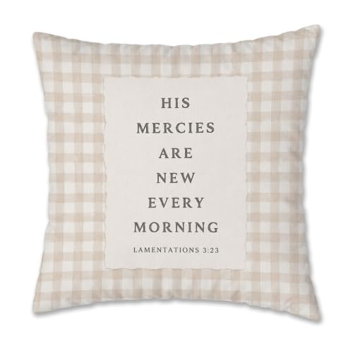 Christian Neutral Gingham Plaid 18x18 Pillow Cover - color: Christian Neutral