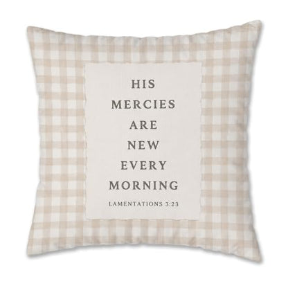 Christian Neutral Gingham Plaid 18x18 Pillow Cover - color: Christian Neutral