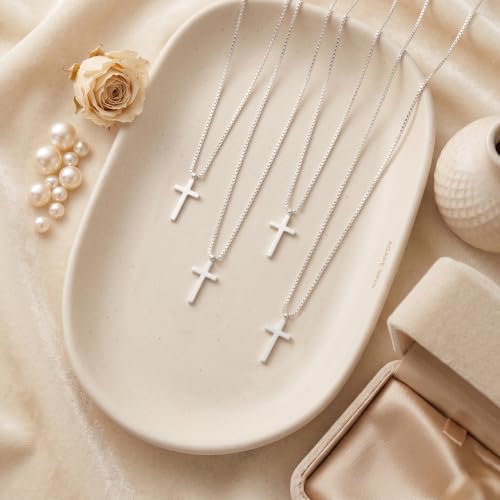 925 Sterling Silver Cross Necklace for Women,1.0MM Box Chain Cross Necklace - color: Silver-18
