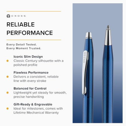 Cross Classic Century Cobalt Blue Diamond Ballpoint Pen, Black Ink - color: Cobalt Blue