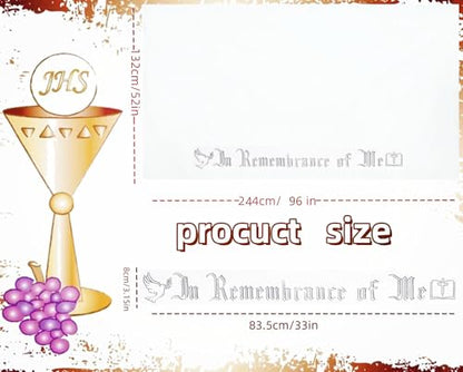 Large In Remembrance of Me Silver Thread Embroidery Altar Frontal Holy Communion Table Cloth Cover 96x52Inch White Rectangle Communion Table Cloth for Church for Gatherings Baptism Ceremonies(Silver) - color: Silver