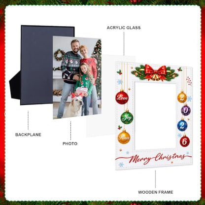 WaaHome Christmas Picture Frame 2026 4x6 Christmas Photo Frames Decor - color: 1-Christmas White 4x6