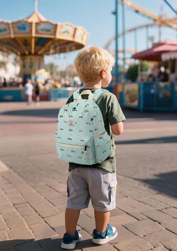atgark Corduroy Toddler Backpack for Boys Girls Kids Preschool Backpacks - color: Car Blue Corduroy, size: Age 2-5 (13.3" H Fit A4 Folder)