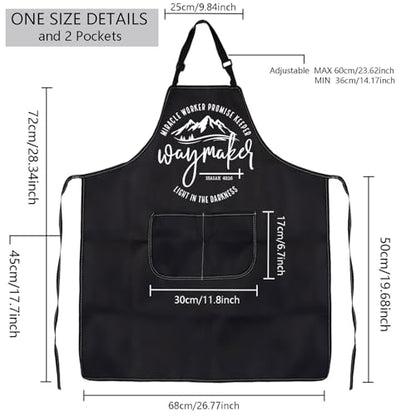 MBMSO Christian Apron Religious Gift Bible Verse Cooking Apron Waymaker Promise Keeper Miracle Worker Isaiah 42:16 Quote Gift