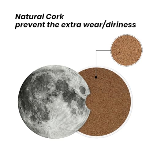 Moon 2 Pack Car Cup Holder Coasters Ceramic Drink Coasters - color: Brown