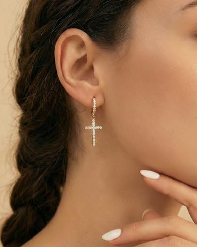 Dangle Cross Earrings for Women Teen Girls Baptism Jewelry Gifts - style: God is within her