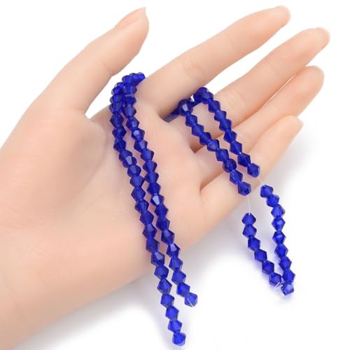250pcs Czech 6mm (0.24 Inch) Faceted Bicone Crystal Glass Loose Beads Spacer Bulk Cobalt Blue for DIY Craft Jewelry Making CCB625 - color: Cobalt Blue, size: 6mm - 250pcs