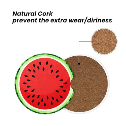 Watermelon 2 Pack Car Cup Holder Coasters Ceramic Drink Coasters - color: Purple