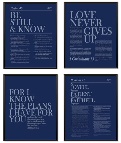 Locomiss Navy Blue Christian Wall Art Decor, Modern Bible Verse Prints - color: Navy Blue, size: 8x10 Inches