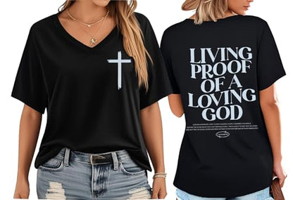Living Proof of A Loving God T-Shirt, Living Proof of A Loving God Shirt, Jesus Shirts for Women Man, Lively Tshirt - color: Black-v, size: XX-Large