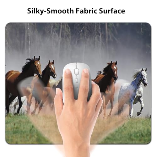 Galloping Wild Horse Herd Mouse Pad, Western Prairie Landscape Desk Mat - color: Brown
