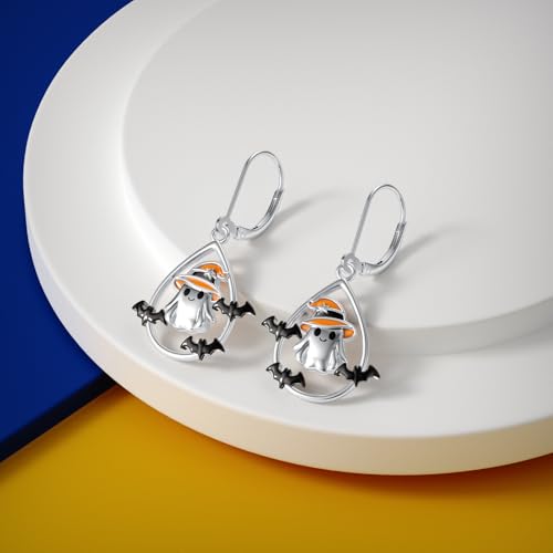 Dorunmo 925 Sterling Silver Dangle Drop Earrings for Women Holiday Earrings Hypoallergenic Halloween Christmas Jewelry Festival Gifts for Women - style: Halloween-Ghost-01
