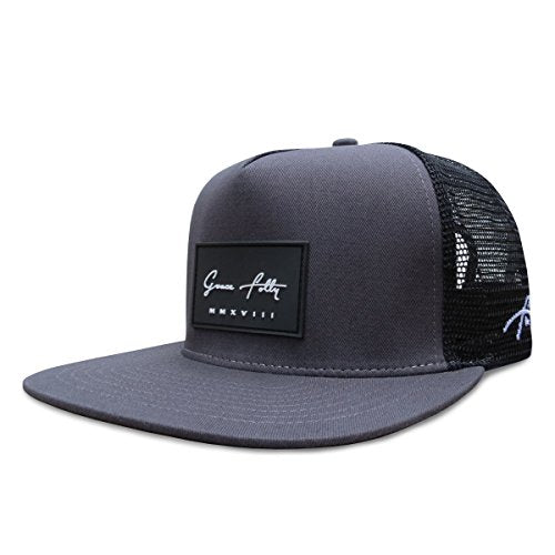 Grace Folly Trucker Hat for Men & Women. Snapback Mesh Caps - color: Charcoal Gray