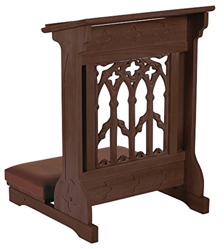 Maple Hardwood Padded Church Prayer Kneeler in Walnut Stain Finish, 24 Inch - color: Walnut