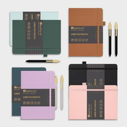 &And Per Se Lined Journal and Pen Set, A5 Leather Hardcover Notebook with Pen & Stationary Set, 160 Pages 100GSM Thick Ruled Paper Journal for Business Work Writing (Royal Blue) - color: Royal Blue