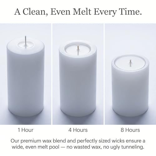 Unscented Pillar Candles - Set of 4 Vanilla Candles - 3x6 Slow Burning Candles for Weddings & Table Centerpieces - Large Pillar Candles, PARNOO - color: White