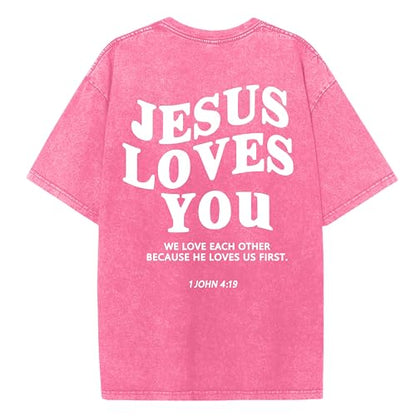 Christian Believer Faith God Religious T-Shirt Jesus Shirts for Women Men - color: Roseb, size: X-Large