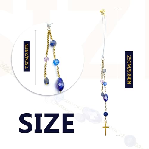 Car Mirror Hanging Ornament with Cross Design & White Crystals - Universal Rear View Mirror Charm for Christmas Decor, New Driver Gift, and Christian Gifts for Women & Men(Blue Crystals) - color: Blue