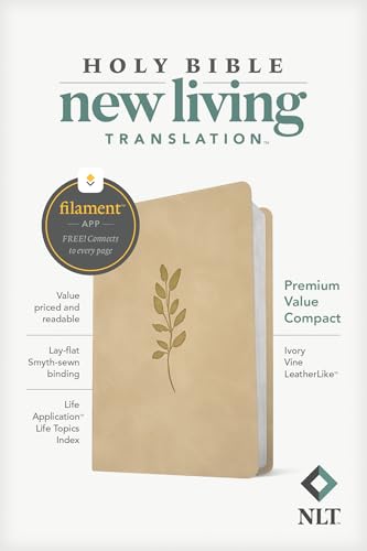 NLT Premium Value Compact Bible, Filament Enabled (LeatherLike, Ivory Vine)