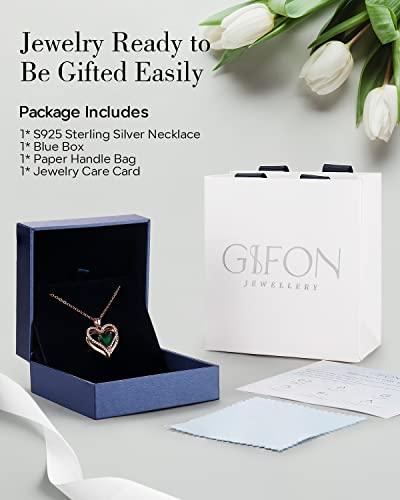 925 Silver Heart Love Necklace Women, Wife Anniversary Jewelry Gift for Her - color: Rose Gold