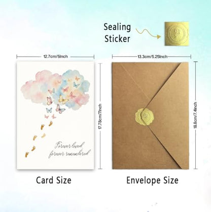Miscarriage Sympathy Card, Loss of Baby Sympathy Card, Pregnancy Loss Card for Parents, Infant Loss Remembrance Card, Forever Loved Forever Remembered, Blank Inside, with Kraft Envelope and Gold Seal Sticker - color: BT-466