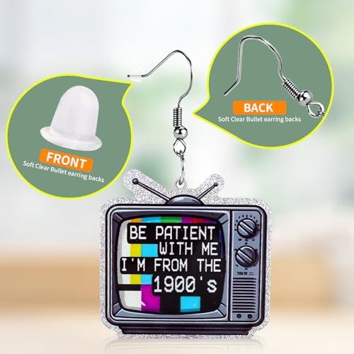 Christian Statement Earrings for Women, Acrylic Dangle Earrings, Lightweight Comfortable, Non Tarnish Hooks, Faith Jewelry, Religious Gift for Women - color: Be Patient With Me I'm From The 1900's