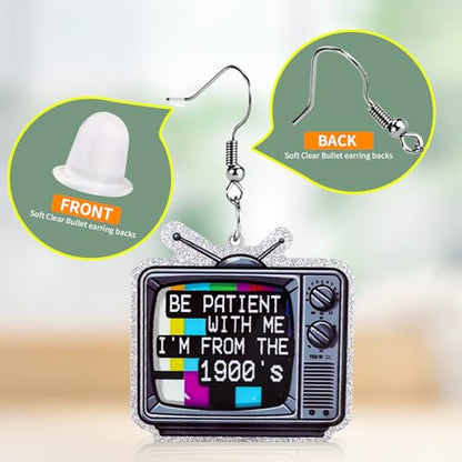 Christian Statement Earrings for Women, Acrylic Dangle Earrings, Lightweight Comfortable, Non Tarnish Hooks, Faith Jewelry, Religious Gift for Women - color: Be Patient With Me I'm From The 1900's