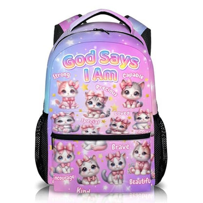 Kids Backpack for Girls 6-8, Cat Primary Backpacks Back to School Supplies - color: Pink