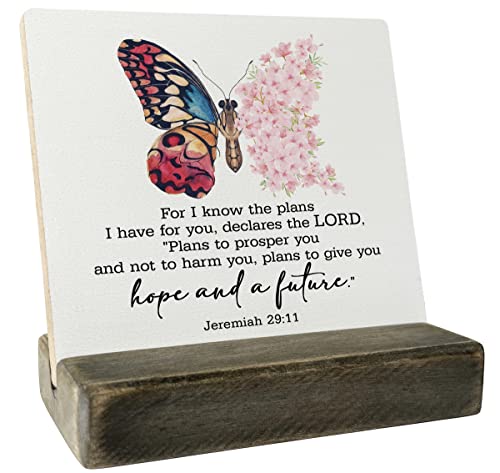 Christian Quote Wood Sign - Jeremiah 29:11, For I Know The Plans I Have For You, Wooden Stand, Bible Verse Gift, Religious Home Decor - color: Jeremiah 29:11 01