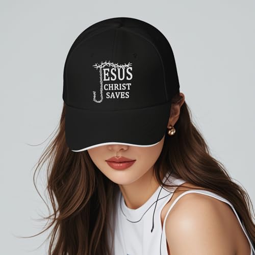 Jesus Hat for Men, Snapback Christian Hats for Women, Outdoor Religious Cap Adjustable Christian Baseball Caps - color: Jesus Christ Saves