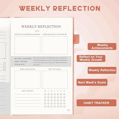 Prayer Journal for Women & Men - 120 Day Daily Devotional with Prompts - color: Pink-Her