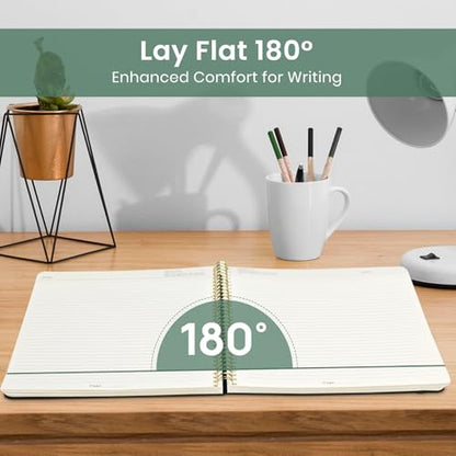 Taja Large Spiral Lined Journal for Women and Men, Notebook for Work - color: Z-Poppy Garden