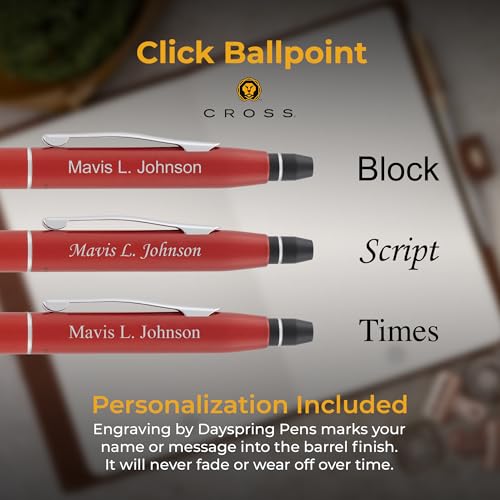 Cross Click Personalized Ballpoint Pen in Crimson Red with Chrome Trim - color: Crimson Red