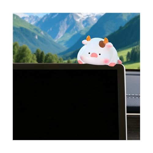 Cute Furry Car Dashboard Decoration, Funny Cow Vehicle Rearview Mirror Center Console Ornament, Kawaii Automotive Interior Dash Charm Decor, Universal for SUV Van Sedan - color: Cow