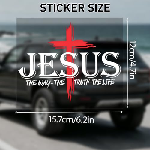 Jesus Cross Car Decal The Way The Truth The Life Vinyl Sticker 6.2 x 4.7