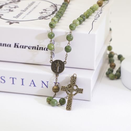 KOMI 8mm Natural Stone Beads Rosary Necklace Rosarios Catolicos Para Mujer Catholic Rosary Beads for Women Christian Gifts - style: Rosary-3