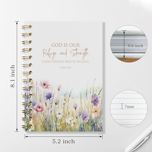WFSM Bible Floral Notebook - Prayer Journal, Christian Gifts Journal, Bible Verse Notebook, Daily Prayer Journal, Bible Notebooks for Note Taking, Christian Gifts, 5.5x8.3 Inches - color: Refuge Strength